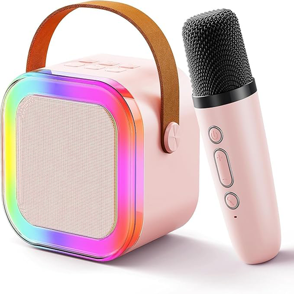 Rechargeable Karaoke Mic with Built-in Speaker & LED Lights – Wireless Bluetooth Microphone