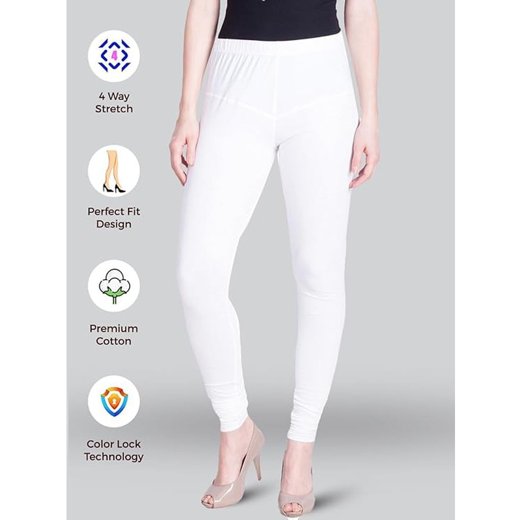 Women’s Churidar Ethnic Legging – White, Solid, Cotton Fit