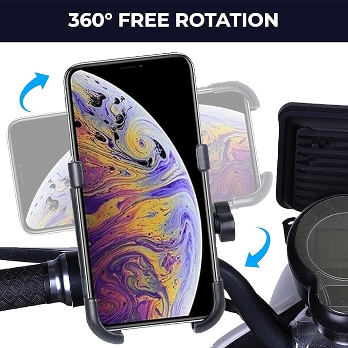 C1 360° Rotating Bike Mobile Holder – Universal Phone Mount Stand for Bicycle & Motorbike (Black)