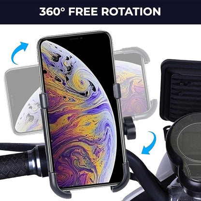 C1 360° Rotating Bike Mobile Holder – Universal Phone Mount Stand for Bicycle & Motorbike (Black)