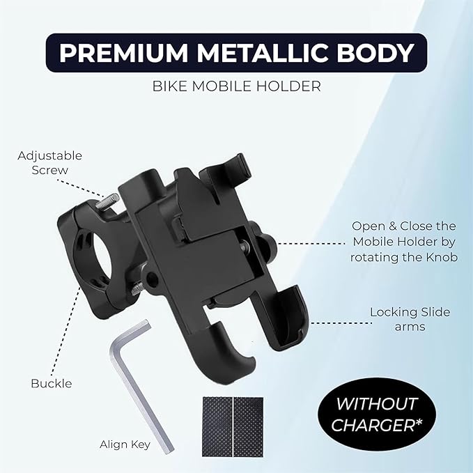 C1 360° Rotating Bike Mobile Holder – Universal Phone Mount Stand for Bicycle & Motorbike (Black)