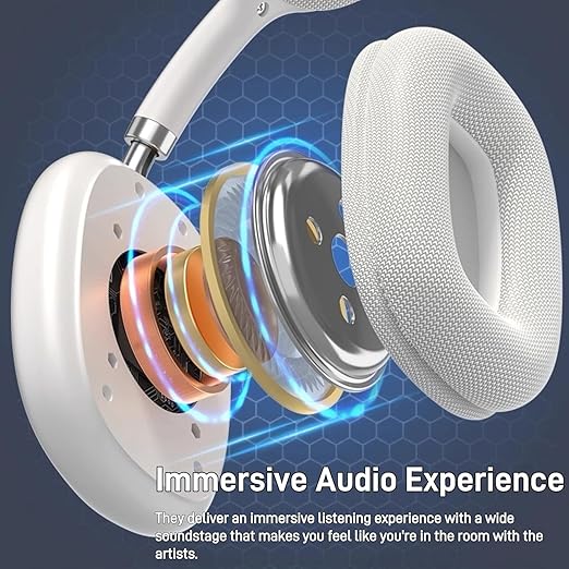 Premium P9 Bluetooth Headphones – Over-Ear, HiFi Sound, Long Battery, HD Voice Call, White/Silver