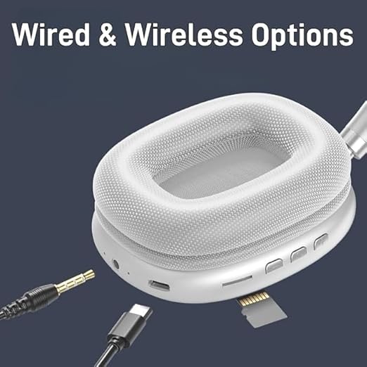 Premium P9 Bluetooth Headphones – Over-Ear, HiFi Sound, Long Battery, HD Voice Call, White/Silver