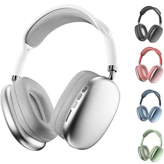 Premium P9 Bluetooth Headphones – Over-Ear, HiFi Sound, Long Battery, HD Voice Call, White/Silver