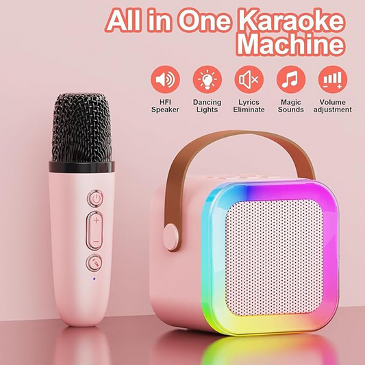 Rechargeable Karaoke Mic with Built-in Speaker & LED Lights – Wireless Bluetooth Microphone