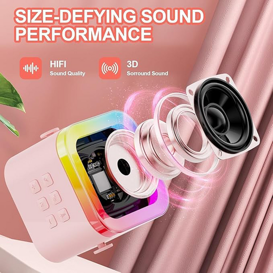 Rechargeable Karaoke Mic with Built-in Speaker & LED Lights – Wireless Bluetooth Microphone
