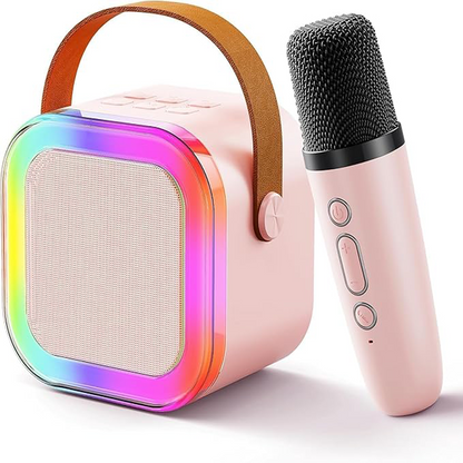 Rechargeable Karaoke Mic with Built-in Speaker & LED Lights – Wireless Bluetooth Microphone