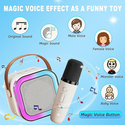 Rechargeable Karaoke Mic with Built-in Speaker & LED Lights – Wireless Bluetooth Microphone