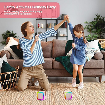 Rechargeable Karaoke Mic with Built-in Speaker & LED Lights – Wireless Bluetooth Microphone