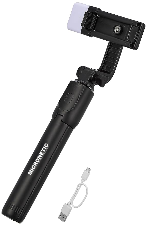 3-in-1 Selfie Stick Tripod – Extendable Aluminium Stand with Bluetooth Remote (Black)