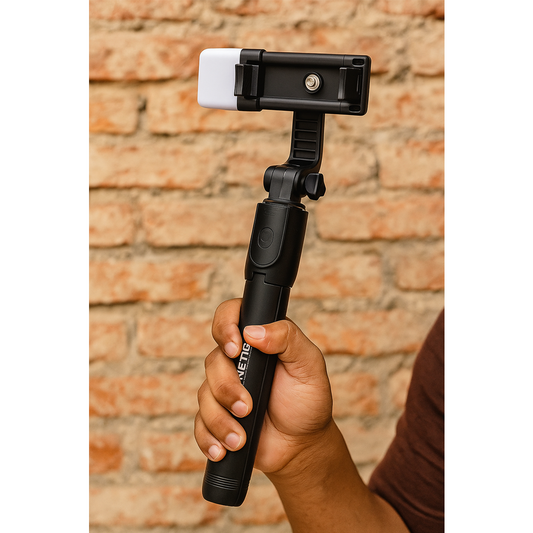 3-in-1 Selfie Stick with Tripod & Bluetooth Remote | Rechargeable LED Light (2 Brightness Levels) for Makeup, Vlogging, Selfies & Photoshoots
