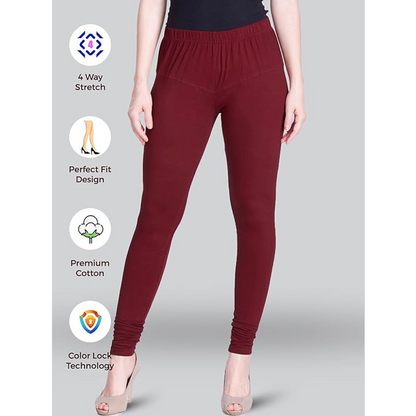 Soft Cotton Stretch Churidar Leggings for Women | Breathable, Mid Rise, Full Length