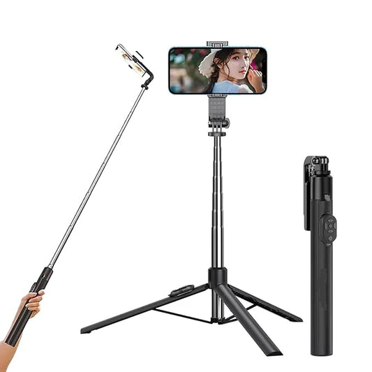 Micronetic Y17 67” Selfie Stick Tripod Stand – Stainless Steel, Bluetooth Remote for Photos & Vlogging
