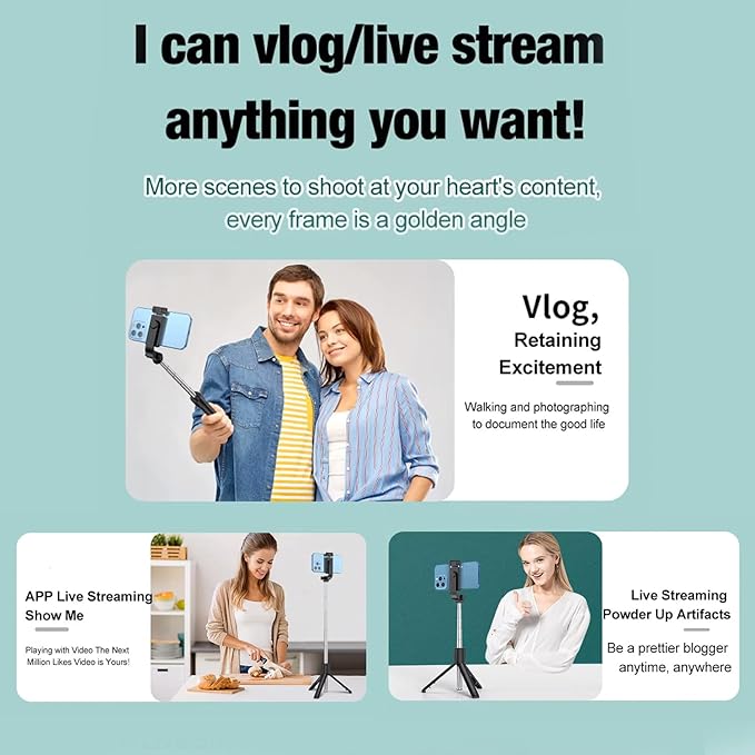 Micronetic Y17 67” Selfie Stick Tripod Stand – Stainless Steel, Bluetooth Remote for Photos & Vlogging