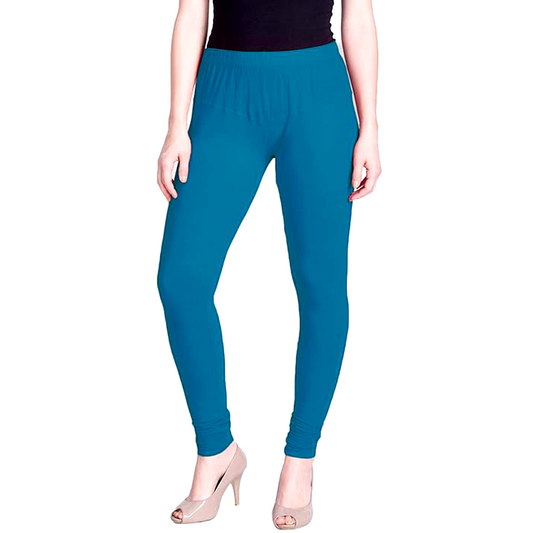 Women’s Cotton Leggings – Ultra-Soft, Slim Fit, Full Length (Aqua Blue)