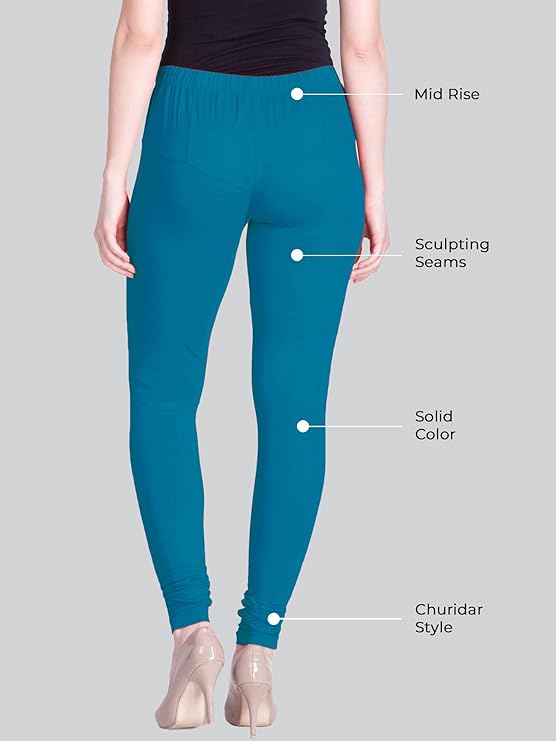 Women’s Cotton Leggings – Ultra-Soft, Slim Fit, Full Length (Aqua Blue)