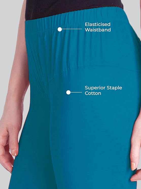 Women’s Cotton Leggings – Ultra-Soft, Slim Fit, Full Length (Aqua Blue)