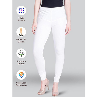 Women’s Churidar Ethnic Legging – White, Solid, Cotton Fit