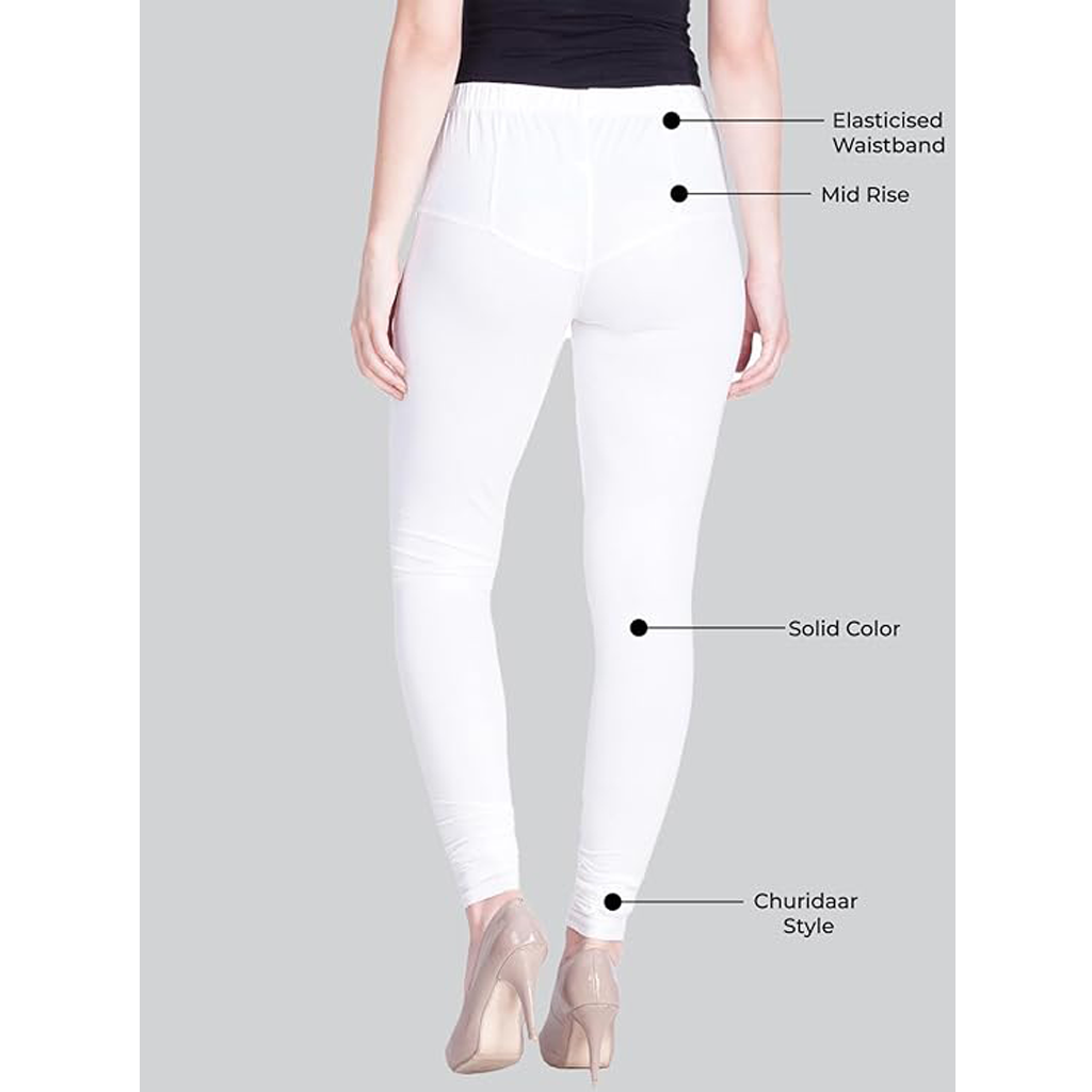 Women’s Churidar Ethnic Legging – White, Solid, Cotton Fit